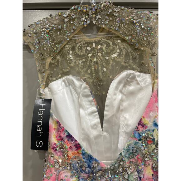 Hannah S 27068 Beautiful Embellished Floral Cocktail Dress Size 4 Multicolor - Picture 6 of 6